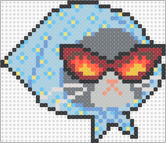 Grey n white Firey kitty in bandana - light blue,gray,kitty,cat,fire