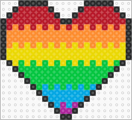 The rainbow heart - green, orange, red, yellow