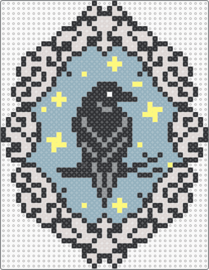 Stained Glass Raven - beige,light blue