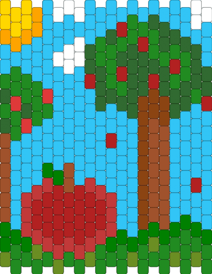 Apples falling from a tree panel (for cotd) - cotdorganic, green, light blue, red