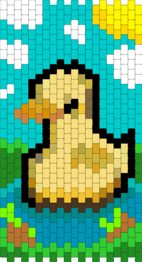 Big ducky panel - cotdbirds, green, teal, yellow