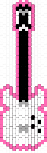 white yamaha sg guitar peyote charm pattern - charm, guitar, panel, peyote, pink