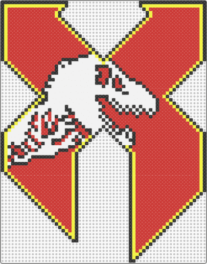 Excision X Perler Jurassic Park Logo - charm, dj, edm, excision, jurassic park, logo, perler, red