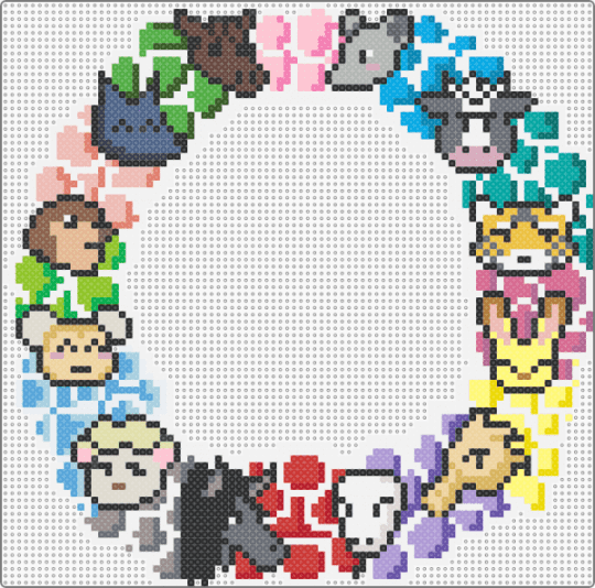 Chinese Zodiac 3 - white,beige,pink,gray,red,colorful