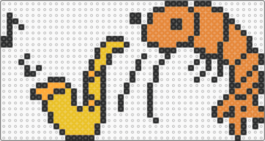 Shrimp playing sax - orange, yellow