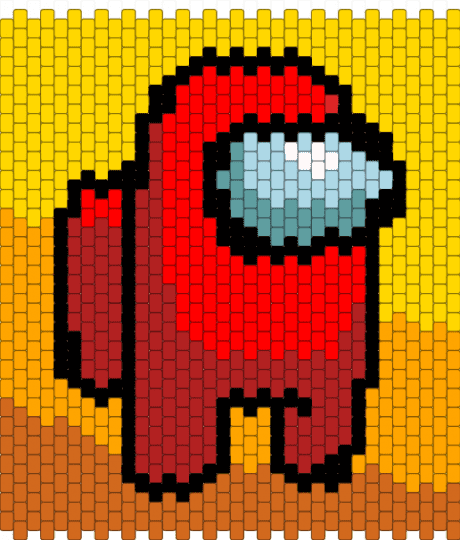 large red amongus - orange, red, yellow