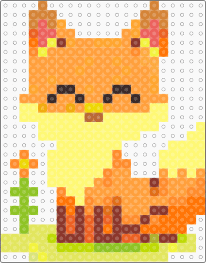 cute fox perler bead - orange,yellow
