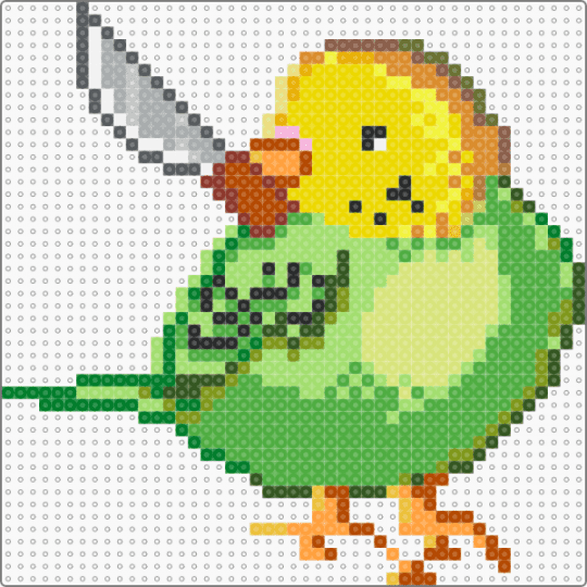 birb knife - green, yellow