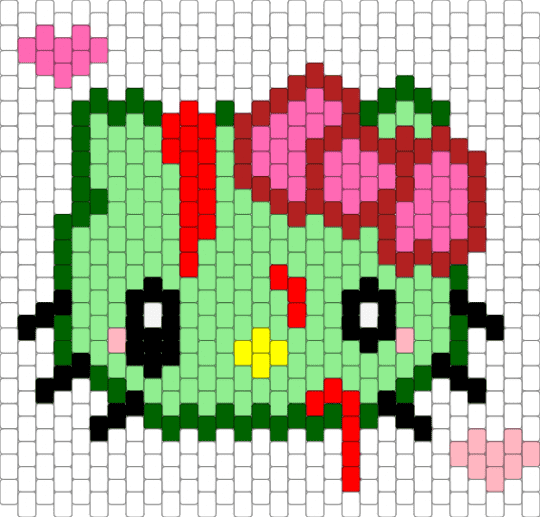 pink bow zomb kitty - white,teal,red,zombie