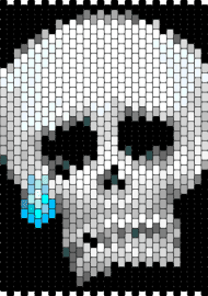 sad skull - skull,cry,sad,tear drop,frown,panel,spooky,halloween,white,black