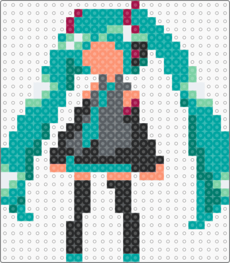 Miku perler - hatsune miku, miku, miku miku oo ee oo, music, perler, teal, vocaloid