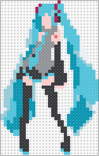 Miku perler (version 2) - hatsune miku, light blue, miku, miku miku oo ee oo, perler, teal, vocaloid
