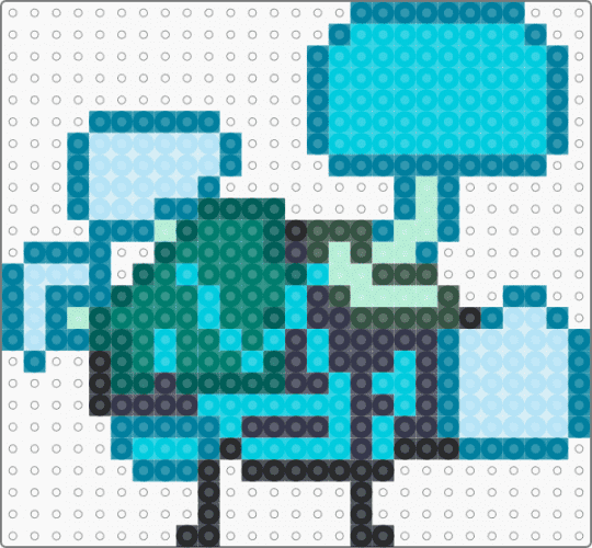 Animatic battle Bioluminescenty pixel art - light blue, teal