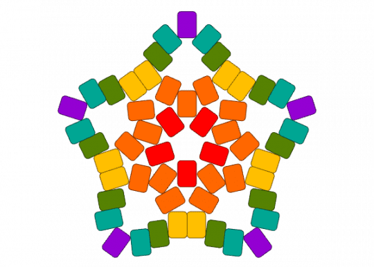 Rainbow painbow star - green, orange, teal, yellow