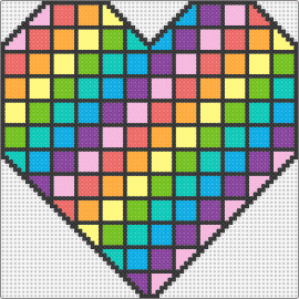 Patch Heart - heart,geometric,grid,patch,diagonal,colorful