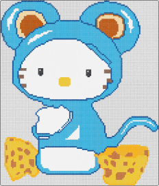 Hello Kitty Mouse - hello kitty,mouse,sanrio,costume,cheese,cute,character,light blue,yellow,white