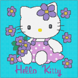 Springtime Hello Kitty - hello kitty,spring,sanrio,flowers,character,pastel,dress,panel,pink,white,purple