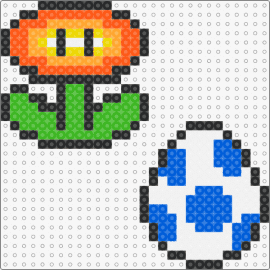Super Mario #7 - fire flower,egg,mario,yoshi,nintendo,video game,green,blue,orange