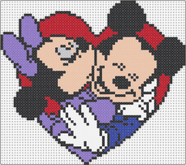 Mickey and Minnie - mickey,minnie,disney,mouse,love,affection,kiss,heart,characters,cartoon,purple,r
