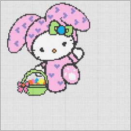 Easter Bunny Hello Kitty - hello kitty,easter,bunny,sanrio,costume,basket,eggs,character,cute,kawaii,white,pink,green