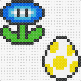 Super Mario #6 - flower,egg,mario,yoshi,nintendo,video game,green,blue,yellow