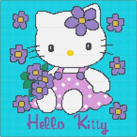 Springtime Hello Kitty - hello kitty,spring,sanrio,flowers,character,pastel,dress,panel,pink,white,purple,light blue