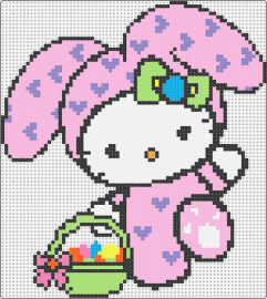Easter Bunny Hello Kitty - hello kitty,easter,bunny,sanrio,costume,basket,eggs,character,cute,kawaii,white,