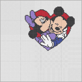 Mickey and Minnie - mickey,minnie,disney,mouse,love,affection,kiss,heart,characters,cartoon,purple,red,tan