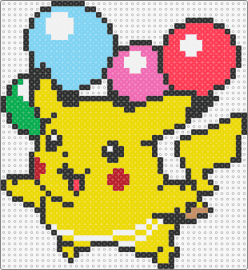 Pikachu - pikachu,balloons,pokemon,cute,float,character,happy,colorful,yellow,light blue,r