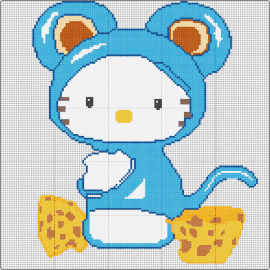 Hello Kitty Mouse - hello kitty,mouse,sanrio,costume,cheese,cute,character,light blue,yellow,white