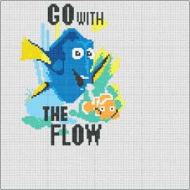 Finding Nemo -- Go With The Flow - finding nemo,dory,disney,fish,sign,text,blue,teal,black
