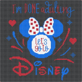 Disney Pattern - disney,sign,minnie mouse,text,adventure,panel,bow,blue,red,white,black