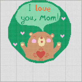 Mother's Day Bear - mom,mothers day,bear,love,hug,text,cute,green,tan
