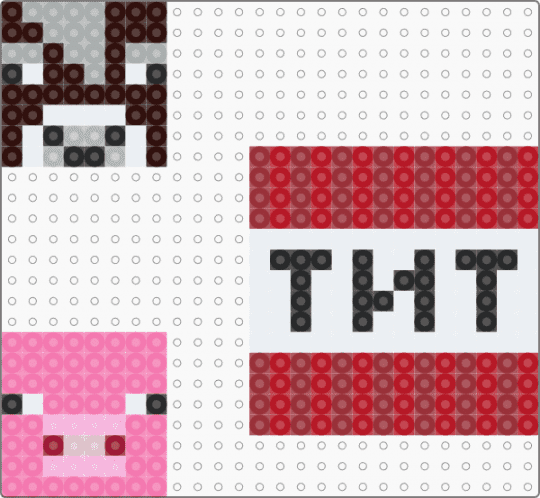 mine craft cow and pig - pink, red