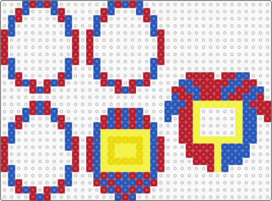 Pomni TADC tamagotchi - blue, perler bead tamagotchi, pomni, red, tadc, tamagotchi, the amazing digital circus