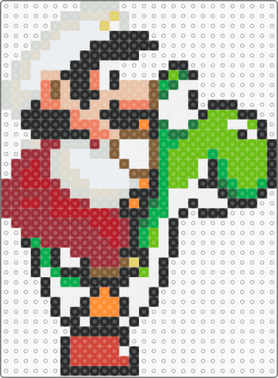 Super Mario World - Fire Mario on Yoshi - beige, green, red