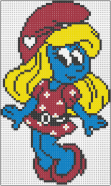 Smurfette Red - smurfette,smurfs,character,tv show,movie,nostalgia,blonde,cute,blue,red,yellow