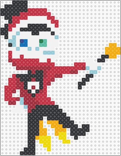 Caine with Perler Colors - red,orange,the amazing digital circus,tadc,caine,glitch,gooseworx,ai,character,ringmaster