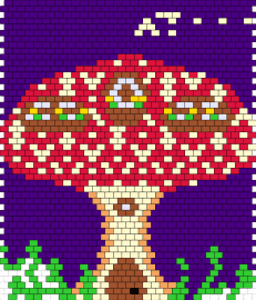 1 - house,mushroom,landscape,fantasy,panel,purple,red,tan