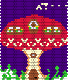 2 - house,mushroom,landscape,fantasy,panel,purple,red,tan