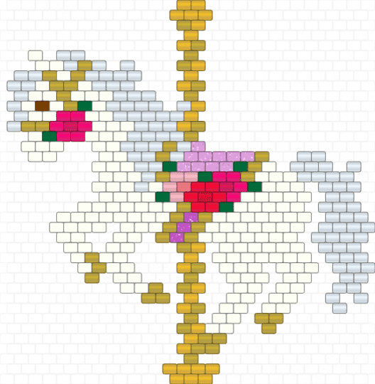 Carousel Horse - pink, white, yellow