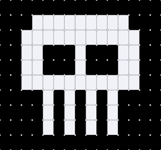 Skull square stitch - black, white