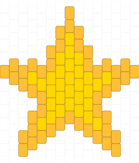 star (large) - orange, star ponybeads, yellow