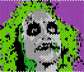 bee - beetlejuice,portrait,panel,spooky,movie,character,head,green,gray,purple