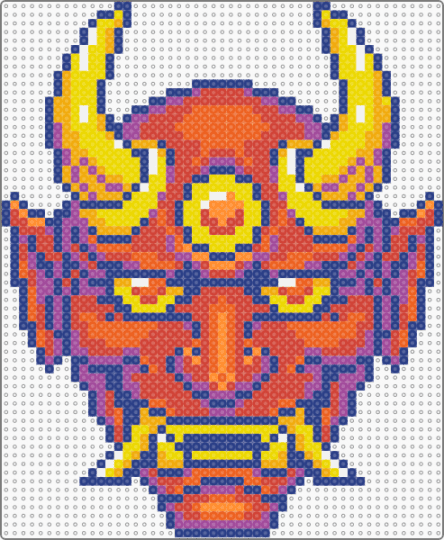 red oni mask - blue,orange,red,mask,demon,oni,oni mask,horns