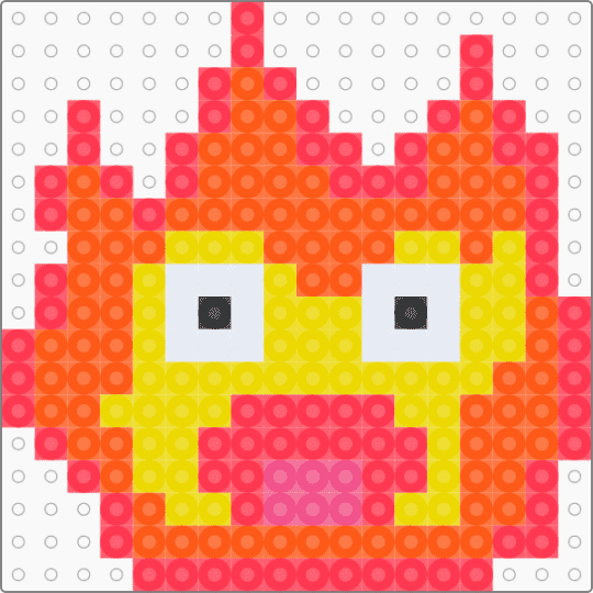 calcifer pixel bead pattern - anime, cotdfiery, orange, red