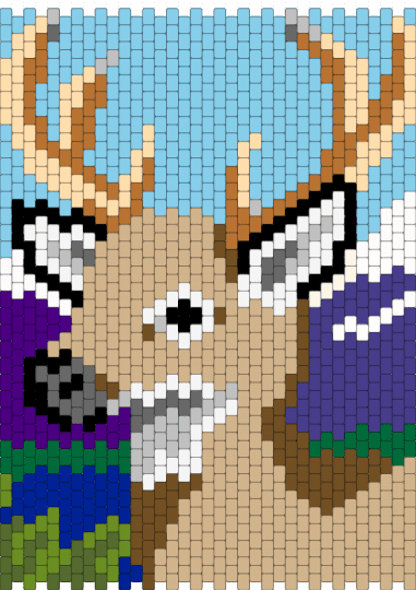 revised deer :3 - beige, light blue, purple, tan