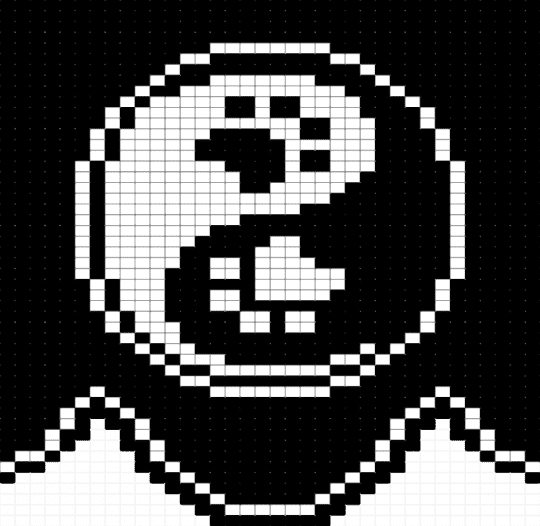 Yin Yang Paw - Scalloped Tapestry - black