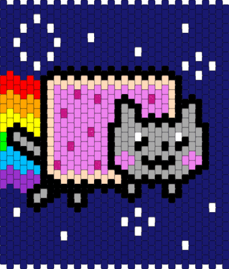 bigger nyan bag front - beige, pink, purple