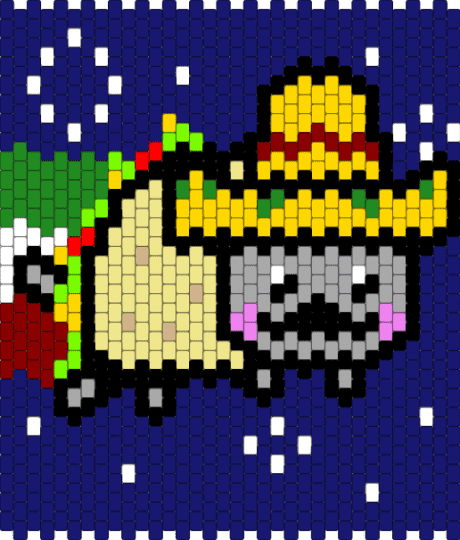 taco nyan bag front - purple, yellow
